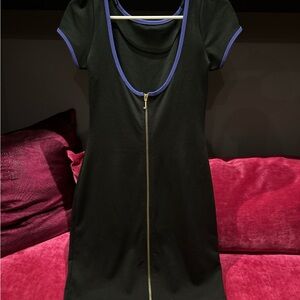 Chic Black Dress with Purple Trim